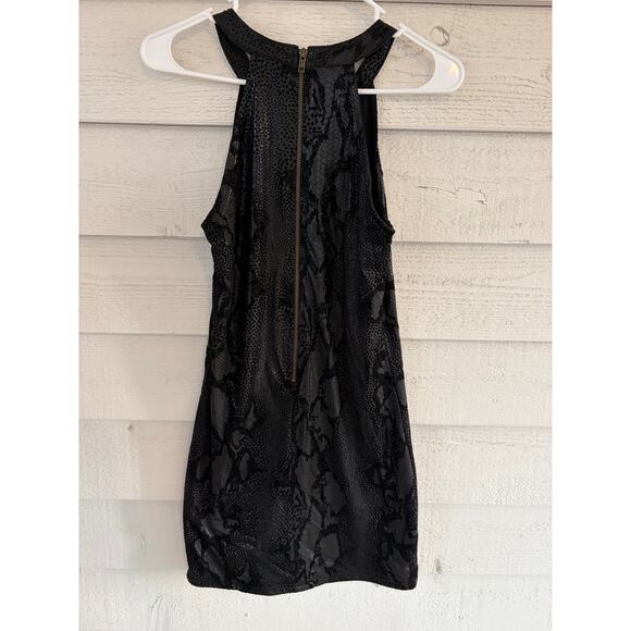 MINKPINK Black Snake Print Halter Dress Size M Sleeveless Mini Dress - Picture 7 of 7
